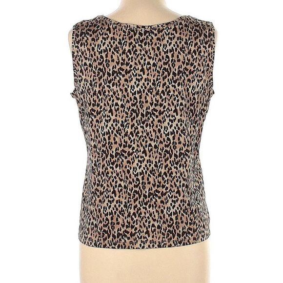 212 Collection Women’s Sleeveless Animal Print Blouse – Size Large, Brown/Black - Picture 3 of 6